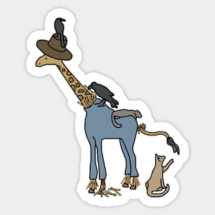 Giraffe Scarecrow Sticker